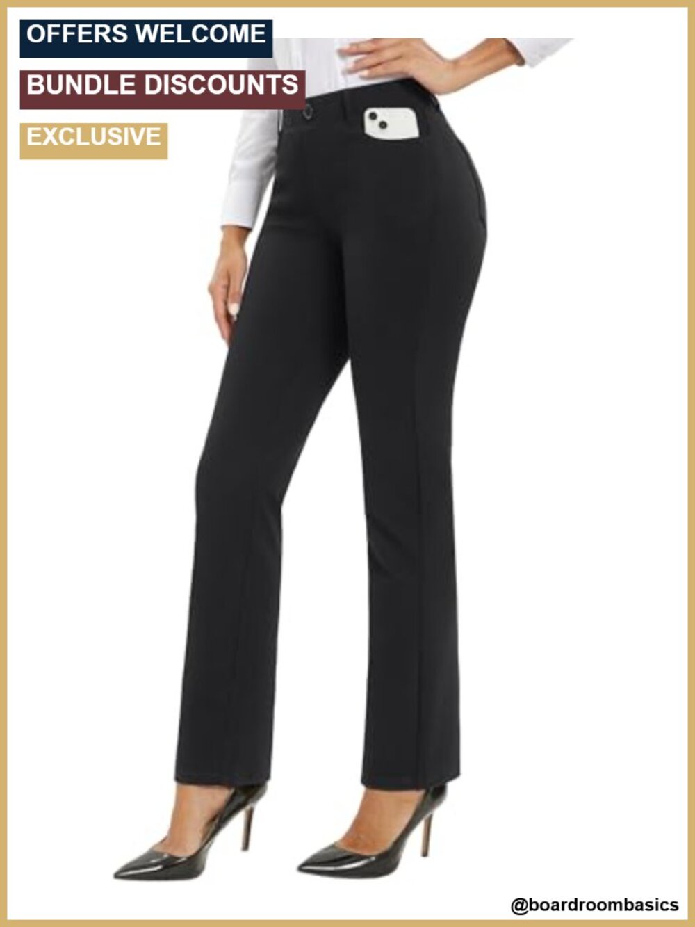 Stretch Straight Leg Work Pants Wrinkle Resistant Pull-On Business Pants